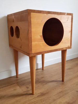 Cat House with long wooden legs
