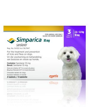 Simparica Chewable Ticks and Flea Tablet – 2.6-5kg (PURPLE)